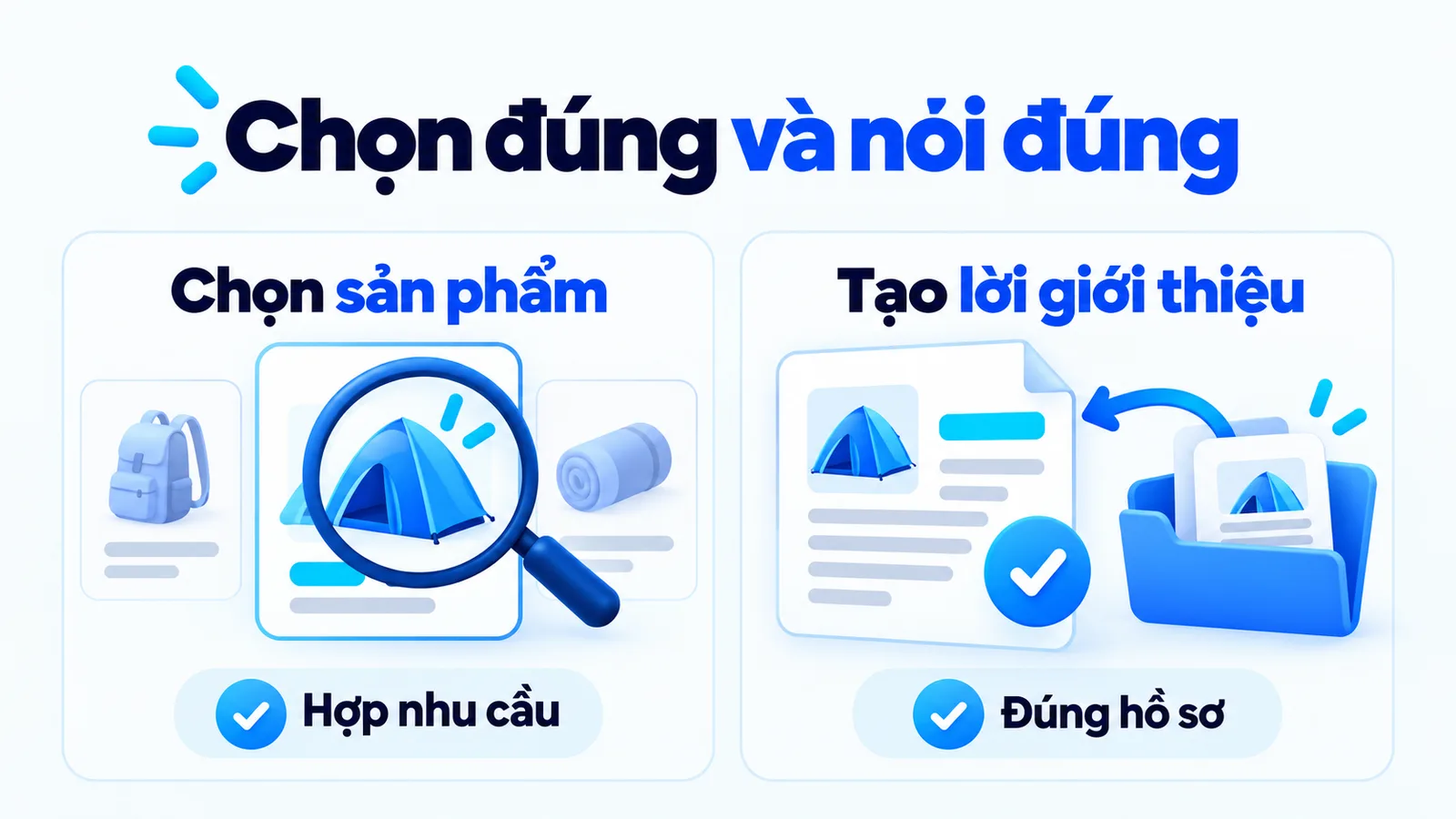 Chọn sản phẩm cần hợp nhu cầu; tạo lời giới thiệu cần đúng hồ sơ.