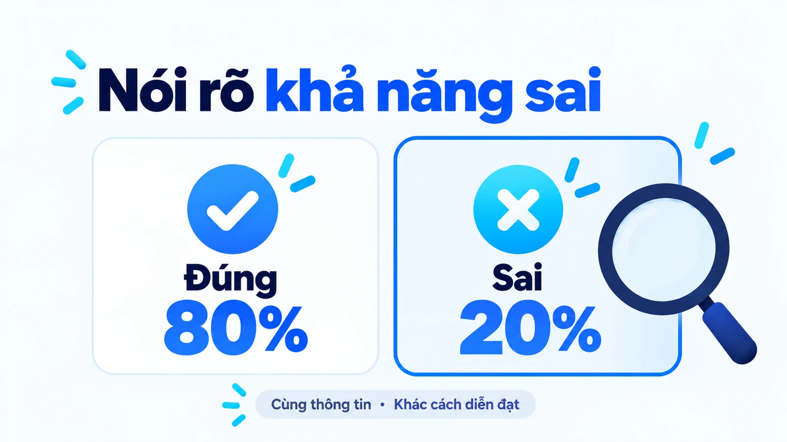 Đúng 80 phần trăm và sai 20 phần trăm là cùng thông tin được diễn đạt khác nhau.